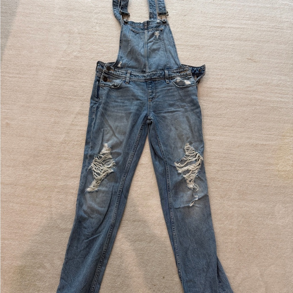PAIGE Women’s Blue Distressed Denim Overalls